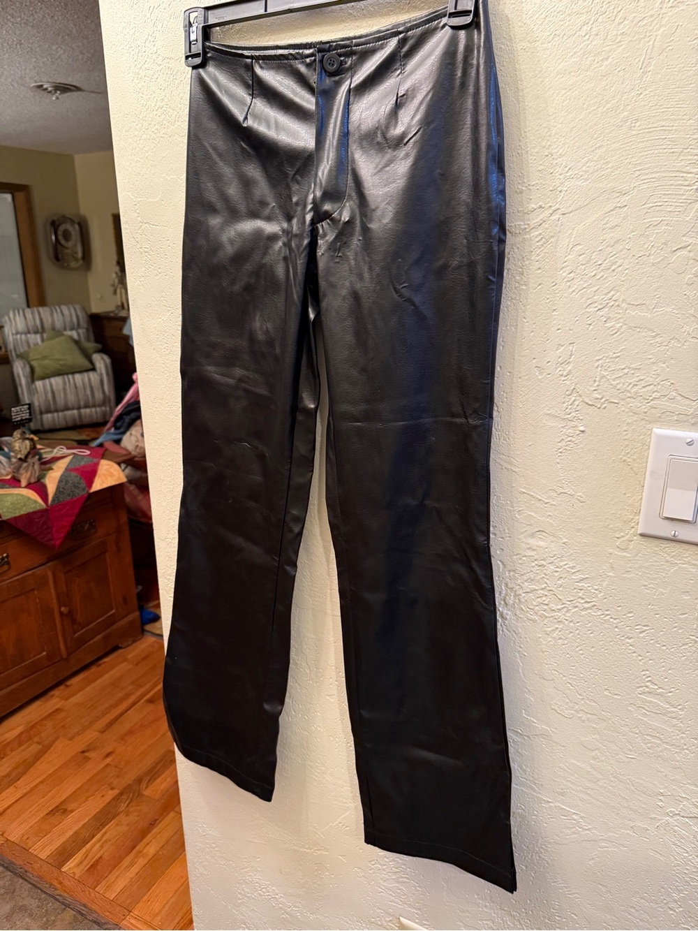 Women's Black Faux Leather Straight-Leg Pants Highway Sport Sz 5 Costume?